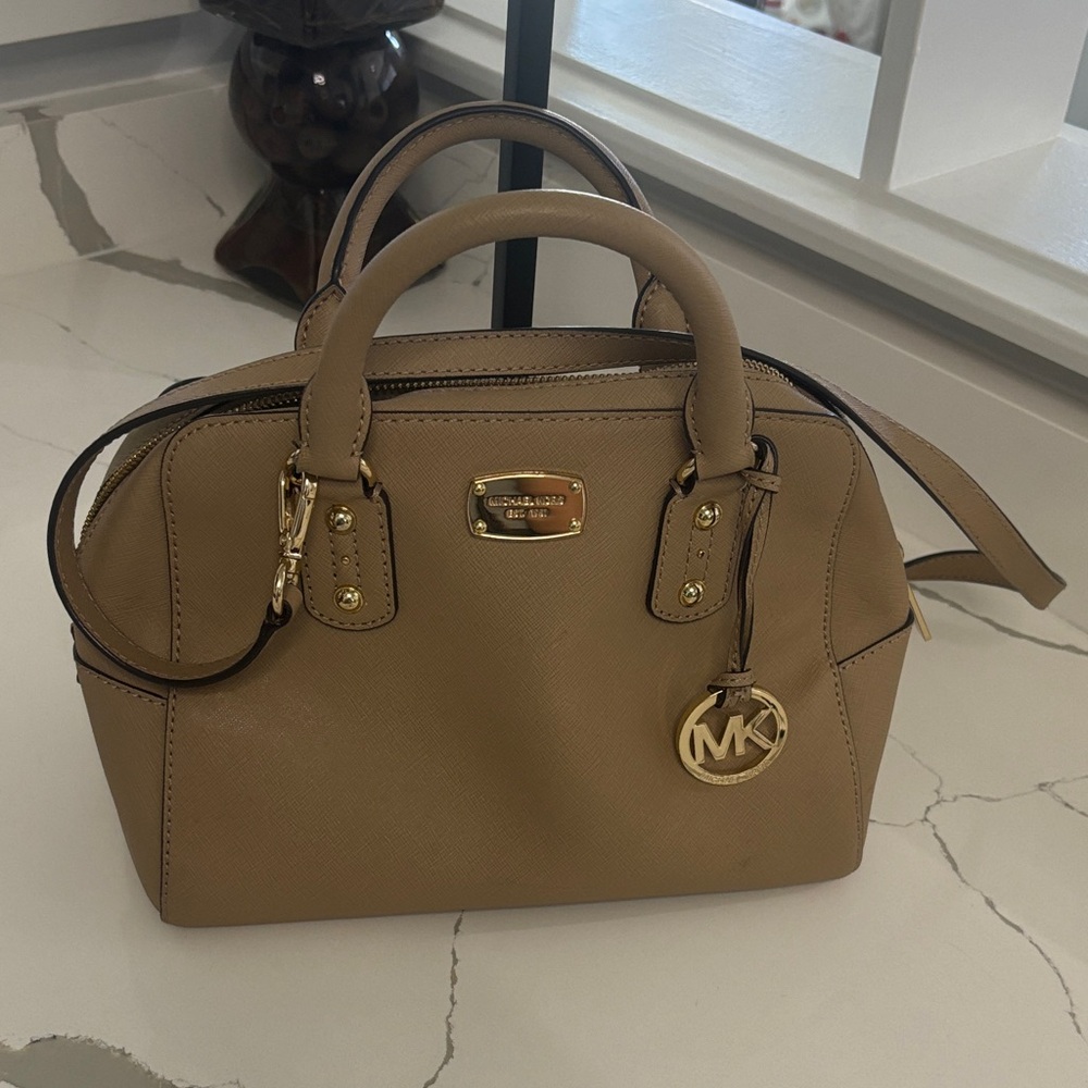 Michael Kors Saffiano Small Brown Genuine Leather Satchel